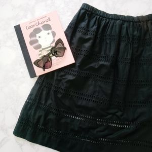 NWOT GAP Black Eyelet Stripe Midi Skirt SZ M